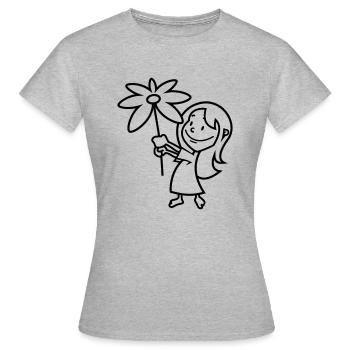 vl046a_blumenkind_1c - Frauen T-Shirt - Grau meliert - Vorne - AI Model Female 172 dark (172cm)