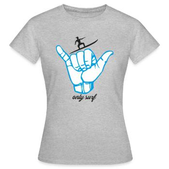 Surfen - Frauen T-Shirt - Grau meliert - Vorne - AI Model Female 172 dark (172cm)