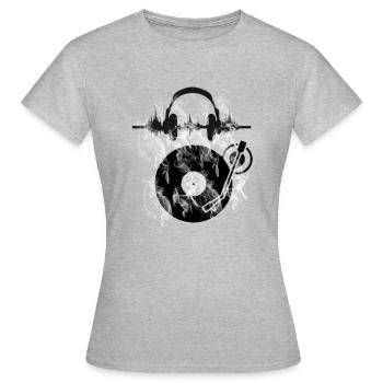 Disques vinyle écouteurs de vinyle - T-shirt Femme - gris chiné - Devant - AI Model Female 172 dark (172cm)