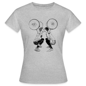 strong Kiss - Frauen T-Shirt - Grau meliert - Vorne - AI Model Female 172 dark (172cm)