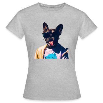 Drôle de chien avec la langue tendue - T-shirt Femme - gris chiné - Devant - AI Model Female 172 dark (172cm)