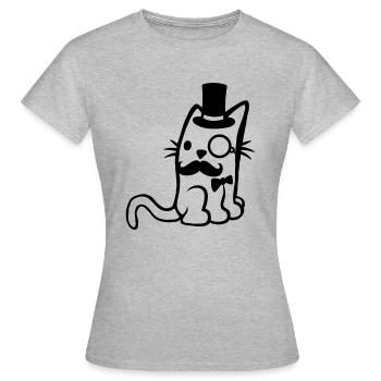 Lunettes Monocle Mr. Cat - T-shirt Femme - gris chiné - Devant - AI Model Female 172 dark (172cm)