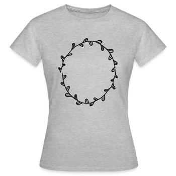 Guirlande florale Fleurs Cœurs 19 Zone de dessin 19 - T-shirt Femme - gris chiné - Devant - AI Model Female 172 dark (172cm)