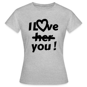 Je t’aime (pas elle) - T-shirt Femme - gris chiné - Devant - AI Model Female 172 dark (172cm)