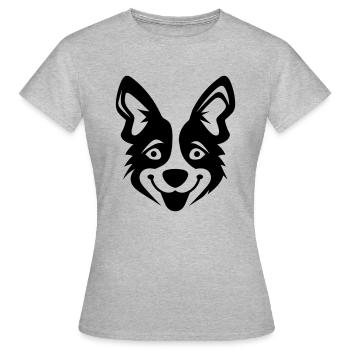 Happy Shiba Inu Chien Langue tendue - T-shirt Femme - gris chiné - Devant - AI Model Female 172 dark (172cm)