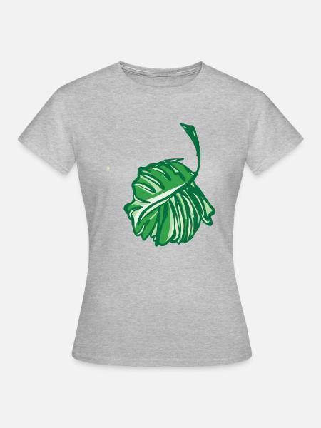 Natur - Grünes Blatt - Frauen T-Shirt - Grau meliert