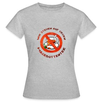 Hagebuttentee Haters - Frauen T-Shirt - Grau meliert - Vorne - AI Model Female 172 dark (172cm)