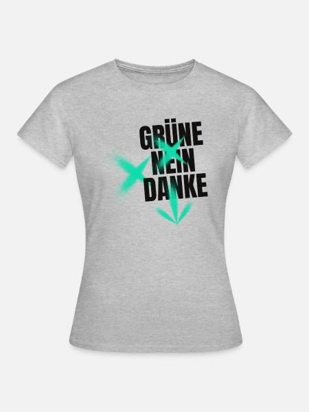 Grüne nein Danke - Frauen T-Shirt - Grau meliert