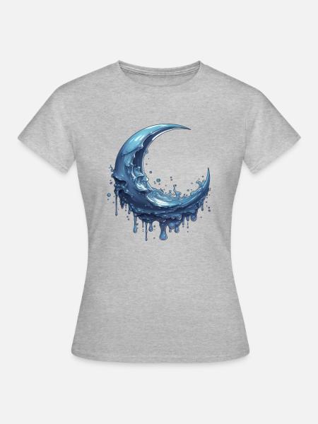 Schmelzender Mond - Frauen T-Shirt - Grau meliert