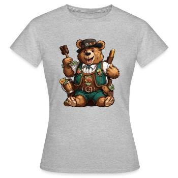 Lederhosen / Animal / Costume traditionnel / Tradition / Ours - T-shirt Femme - gris chiné - Devant - AI Model Female 172 dark (172cm)