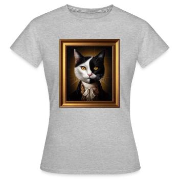 Portrait d’un chat confiant - T-shirt Femme - gris chiné - Devant - AI Model Female 172 dark (172cm)