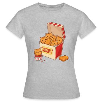 Pépites de chaton Restauration rapide Chat - T-shirt Femme - gris chiné - Devant - AI Model Female 172 dark (172cm)