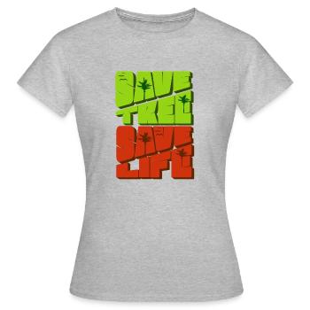 safe tree - Frauen T-Shirt - Grau meliert - Vorne - AI Model Female 172 dark (172cm)