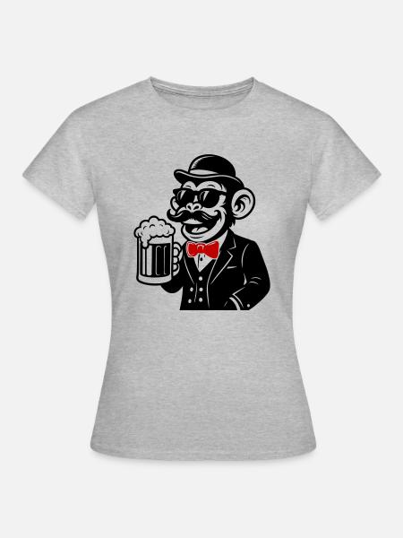 Affe Bier Sir - Frauen T-Shirt - Grau meliert