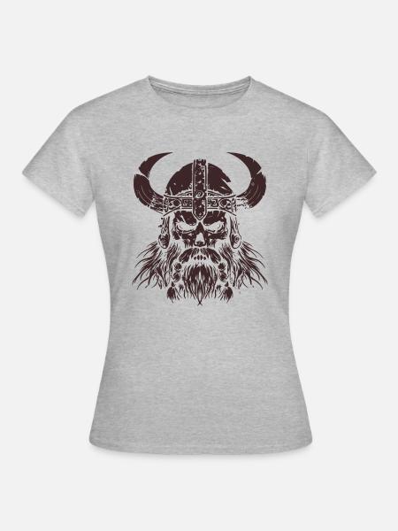 wikinger skull - Frauen T-Shirt - Grau meliert