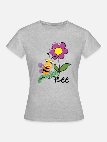 Biene auf Blume - Frauen T-Shirt - Grau meliert