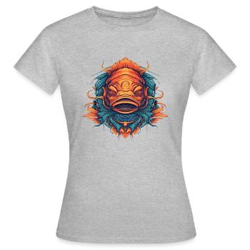 Fischkopf - Frauen T-Shirt - Grau meliert - Vorne - AI Model Female 172 dark (172cm)
