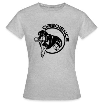 453 Dobermann Obedience - Frauen T-Shirt - Grau meliert - Vorne - AI Model Female 172 dark (172cm)