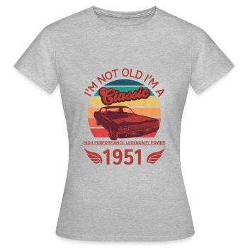 Ich bin nicht alt, ich bin ein Klassiker - Frauen T-Shirt - Grau meliert - Vorne - AI Model Female 172 dark (172cm)