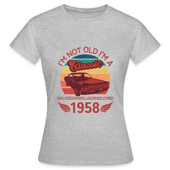 Ich bin nicht alt, ich bin ein Klassiker - Frauen T-Shirt - Grau meliert - Vorne - AI Model Female 172 dark (172cm)