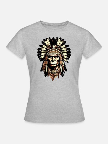 actek apache indian - Frauen T-Shirt - Grau meliert