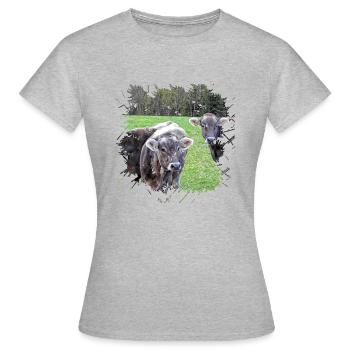 Le bétail gris du Tyrol est une ancienne race de bétail - T-shirt Femme - gris chiné - Devant - AI Model Female 172 dark (172cm)