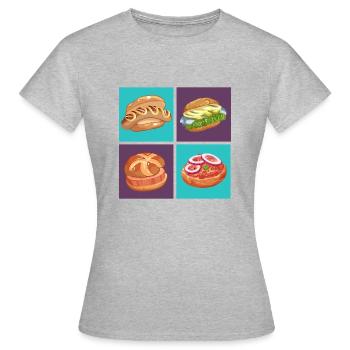 German Streetfood Kollektion Kunstwerk Essen to go - Frauen T-Shirt - Grau meliert - Vorne - AI Model Female 172 dark (172cm)
