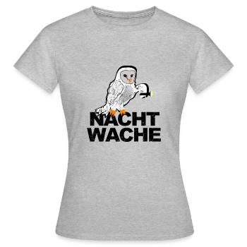 Vogel nachtwacht uil met zaklamp - Vrouwen T-shirt - grijs gemêleerd - Voor - AI Model Female 172 dark (172cm)