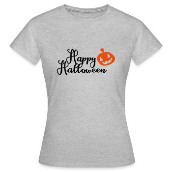 Grusel Kürbis - Frauen T-Shirt - Grau meliert - Vorne - AI Model Female 172 dark (172cm)