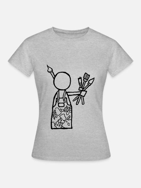 Männchen Kunstmaler - Frauen T-Shirt - Grau meliert