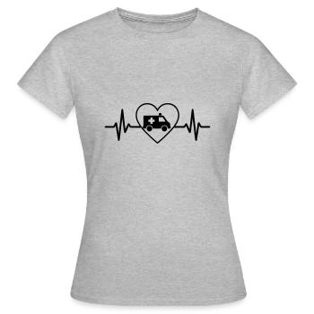 Notfall-Krankenwagen Rettung Herz-Krankenwagen - Frauen T-Shirt - Grau meliert - Vorne - AI Model Female 172 dark (172cm)