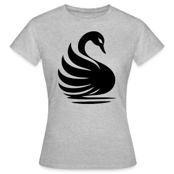 Elegante Schwan-Silhouette: Anmut auf dem Wasser - Frauen T-Shirt - Grau meliert - Vorne - AI Model Female 172 dark (172cm)