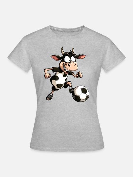 Kühe Fussball - Frauen T-Shirt - Grau meliert