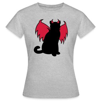 Devil Cat / Teufelskatze / chat diable / idée cadeau - T-shirt Femme - gris chiné - Devant - AI Model Female 172 dark (172cm)