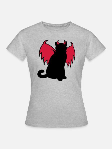 Devil Cat / Teufelskatze / chat diable / cadeau idee - Vrouwen T-shirt - grijs gemêleerd