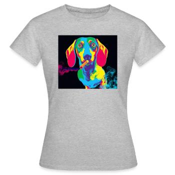 Teckel en smoking - T-shirt Femme - gris chiné - Devant - AI Model Female 172 dark (172cm)