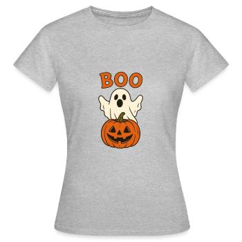 Boogeist Halloween Pumpkin - Frauen T-Shirt - Grau meliert - Vorne - AI Model Female 172 dark (172cm)