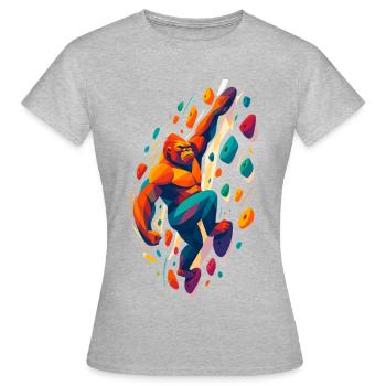 Bloc Gorilla : Conception abstraite de l’escalade - T-shirt Femme - gris chiné - Devant - AI Model Female 172 dark (172cm)