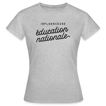 Influenceuse éducation nationale - T-shirt Femme - gris chiné - Devant - AI Model Female 172 dark (172cm)