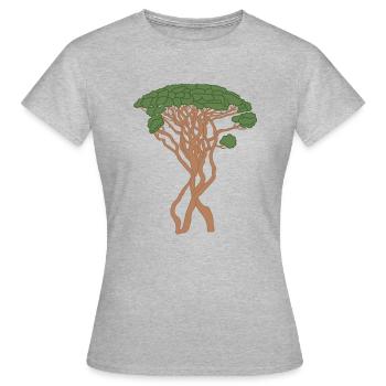 arbre, pin de Capri, pin, vert, marron, conifère - T-shirt Femme - gris chiné - Devant - AI Model Female 172 dark (172cm)