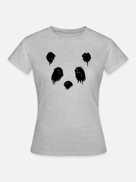 trauriger Panda - Frauen T-Shirt - Grau meliert