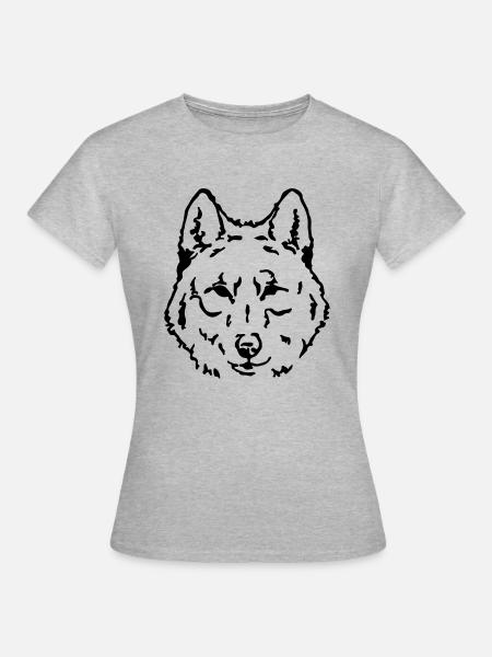 wolf face - Frauen T-Shirt - Grau meliert