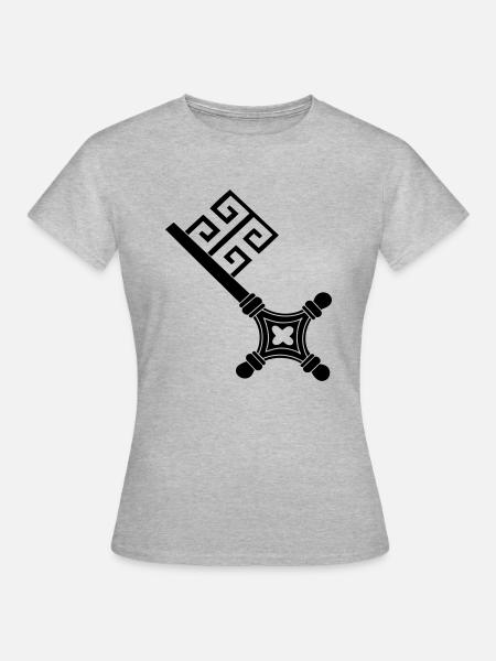 Vintage Bremer bremen Schlüsselvektorzeichnung - Frauen T-Shirt - Grau meliert
