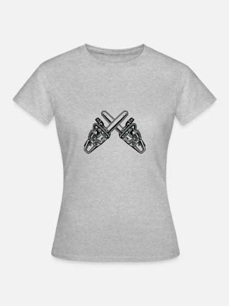 Chainsaw - Frauen T-Shirt - Grau meliert