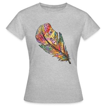 Feder - Frauen T-Shirt - Grau meliert - Vorne - AI Model Female 172 dark (172cm)