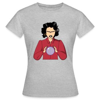 Voyante avec sa boule de cristal - T-shirt Femme - gris chiné - Devant - AI Model Female 172 dark (172cm)