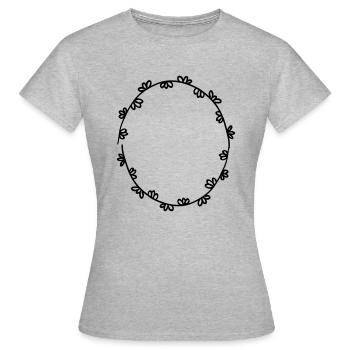 Guirlande florale Fleurs Cœurs 15 Zone de dessin 15 - T-shirt Femme - gris chiné - Devant - AI Model Female 172 dark (172cm)