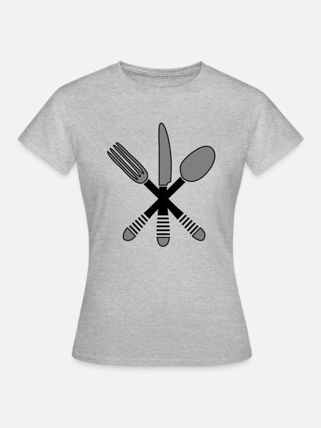 Besteck kochen 2 - Frauen T-Shirt - Grau meliert