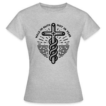 Marchez dans la foi, pas dans la peur - T-shirt Femme - gris chiné - Devant - AI Model Female 172 dark (172cm)