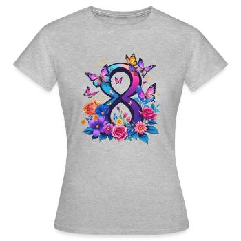 Frauentag: 8. Marsch gemeinsam für Stärke und Freiheit - Frauen T-Shirt - Grau meliert - Vorne - AI Model Female 172 dark (172cm)